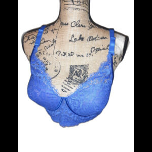 Youmita 38C Dazzling Blue Floral Lace Wireless Bra NWT